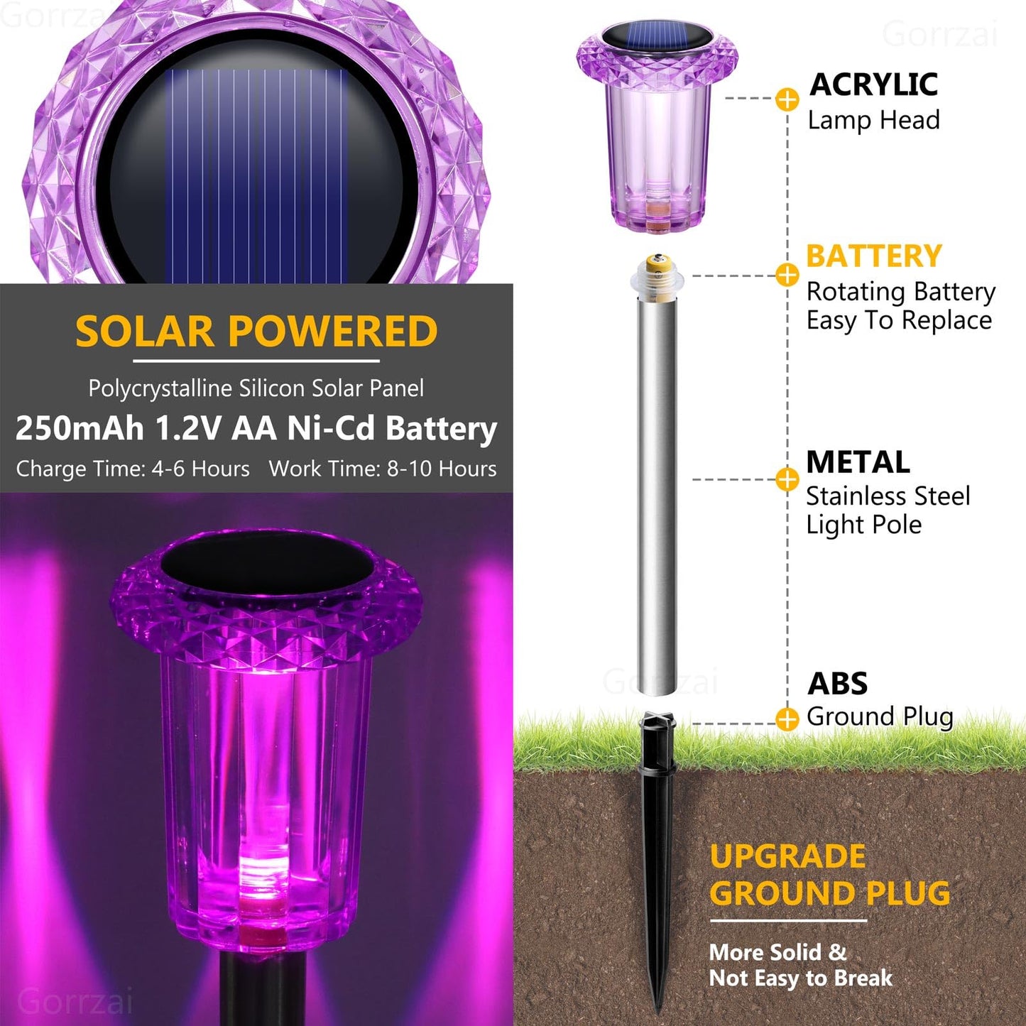 Gorrzai Christmas Solar Lights Outdoor 10 Pack Solar Pathway Lights Outdoor Halloween Decorations Waterproof Yard Lighting for Driveway Garden Walkway Path Landscape Lawn