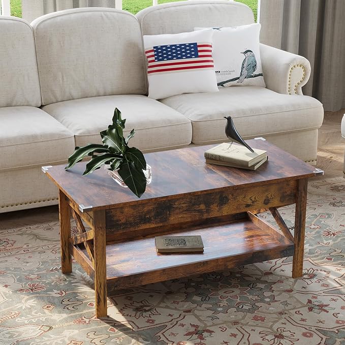 Lift Top Coffee Table with Storage, Small Coffee Table with Hidden Compartment