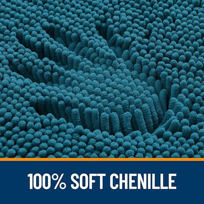 OLANLY Large Bathroom Rugs 70x46, Extra Soft Absorbent Chenille Bath Rugs, Rubber Backing Quick Dry, Machine Washable Bath Mats for Bathroom Floor, Tub and Shower, Home Decor Accessories, Peacock Blue