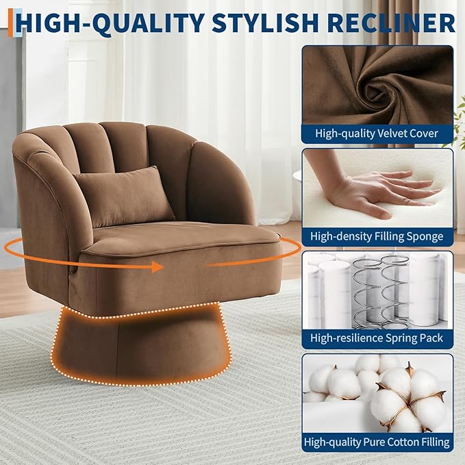 Garvee Ultra-Plush Swivel Accent Chair, 360° Barrel Lounge Chair