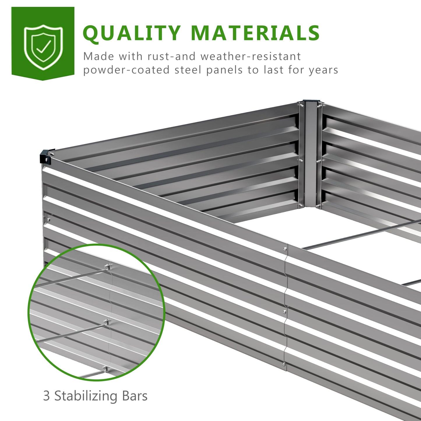 Henshwon 2PCS 12x3x1ft Galvanized Raised Garden Bed Kit,Metal Planter Box for Vegetables,Flowers,Herbs Durable Rust-Resistant Patio Gardening Beds,Silver