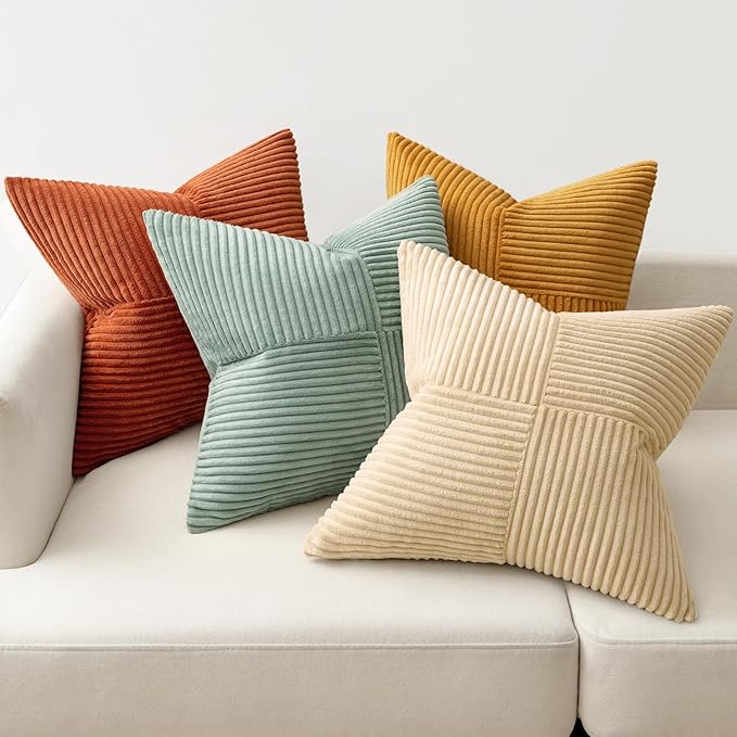 MIULEE Teal-Orange Decorative Throw Pillow Covers 20x20 Inch Set of 4 Boho