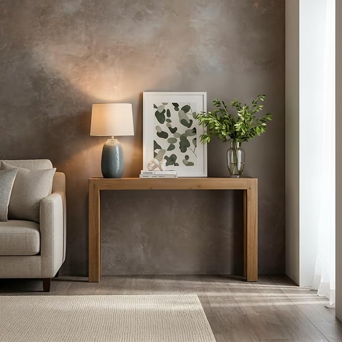 Plank+Beam Modern Solid Wood Console Table, 46 Inch, Sofa Table, Narrow