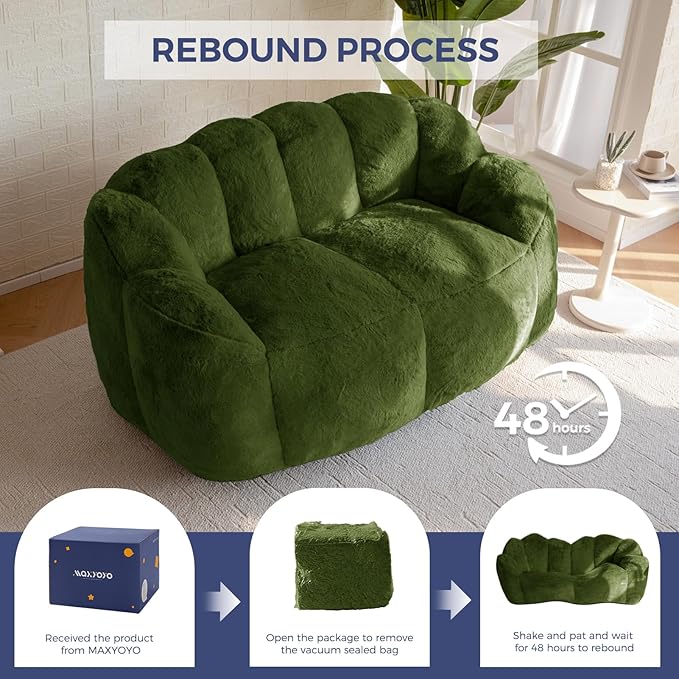 MAXYOYO Bean Bag Chair for Adults, Loveseat Floral Shaped Bean Bag Sofa