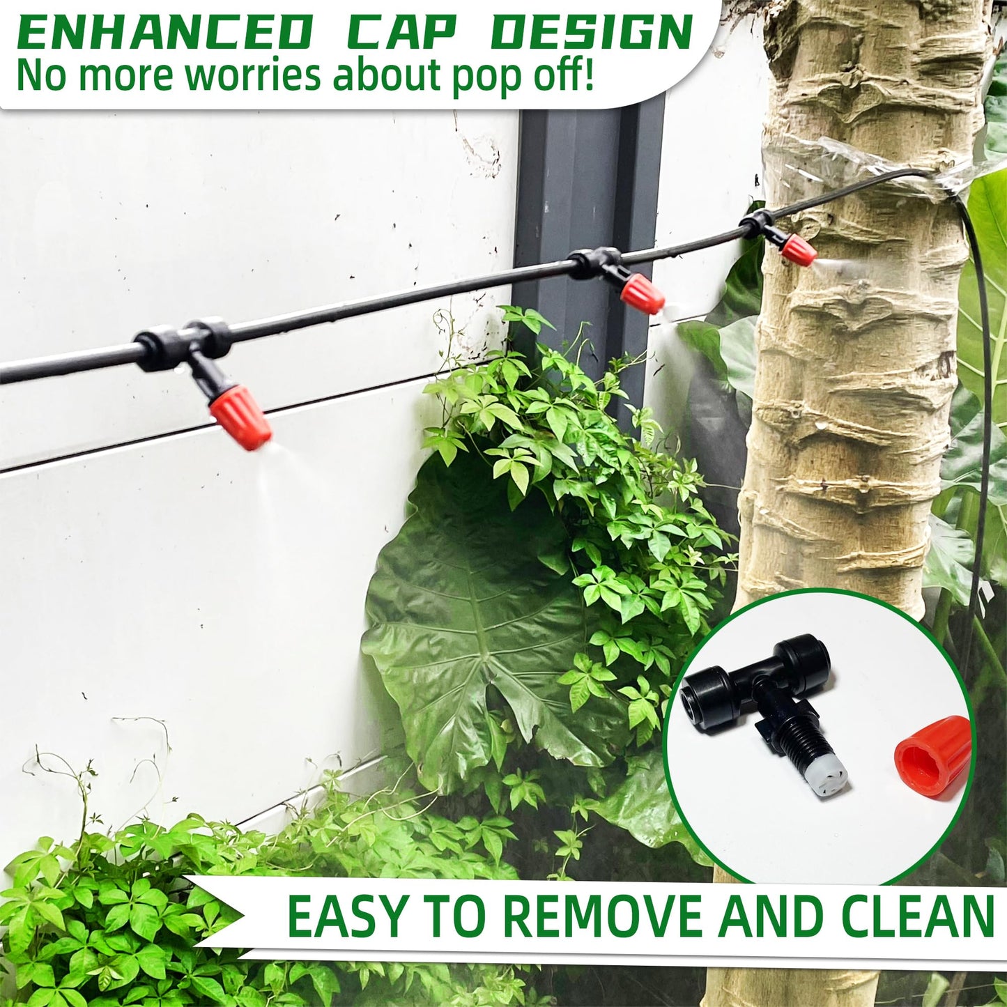 Spalolen 10PCS Push-to-Fit Drip Irrigation Micro Spray Emitters for 1/4 inch Irrigation Tubing, Three-Way Adjustable Atomizing Nozzle, Irrigation Dripper Sprinklers for Garden Greenhouse Agricultural