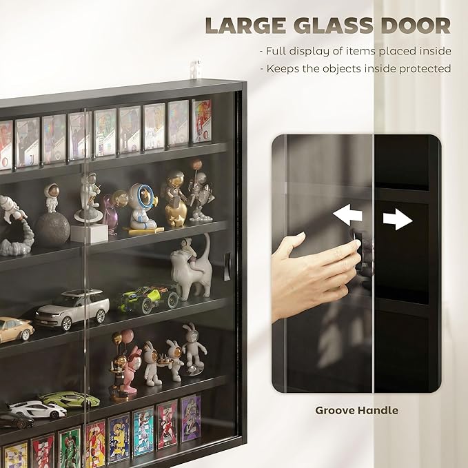 HOMCOM 5-Tier Display Cabinet, Glass Door Cabinet