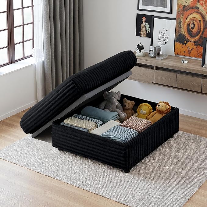 35.3" Corduroy Ottoman with Storage Oversized Ottoman