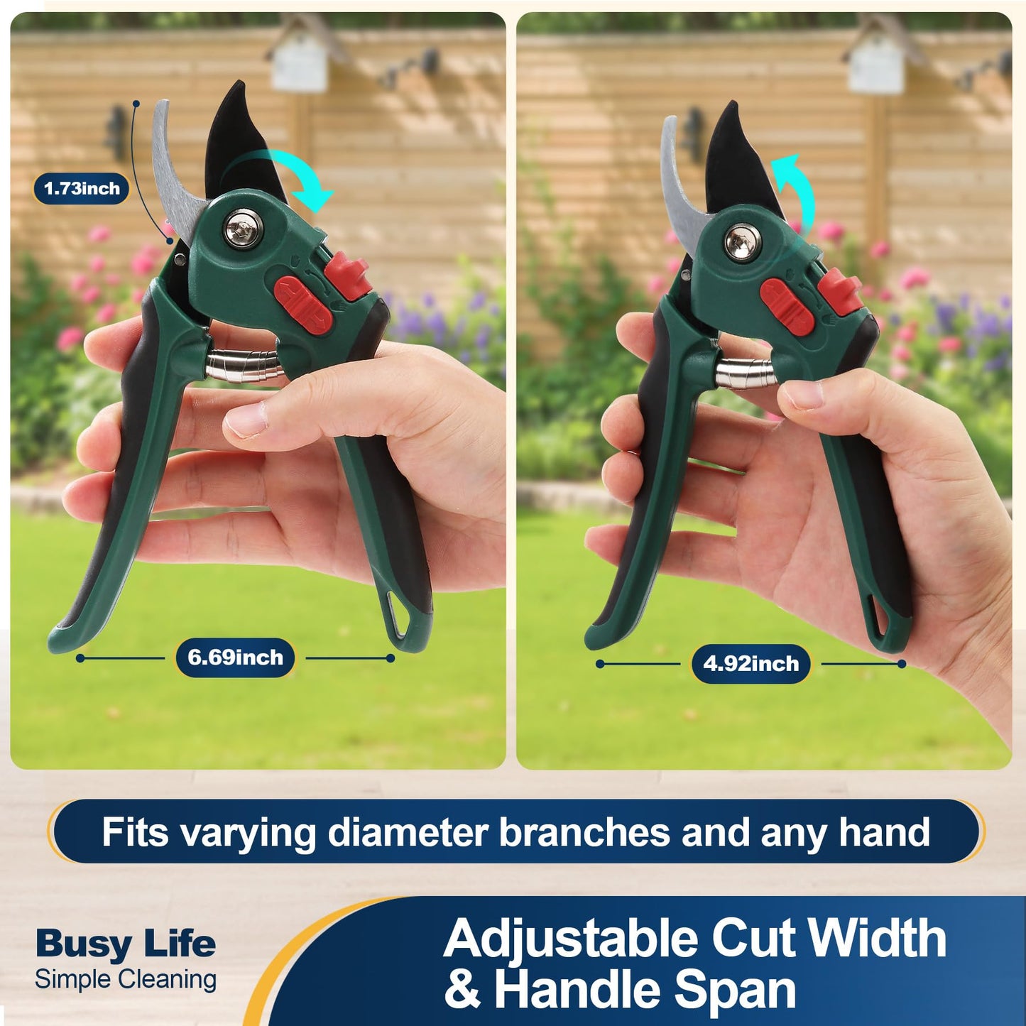 Yocada Garden Pruning Shears 2 Pack Garden Clippers Steel Shears Scissors for Gardening Sharp Handheld Heavy Duty Hedge Plant Branch Clippers Scissors Pruners Tools
