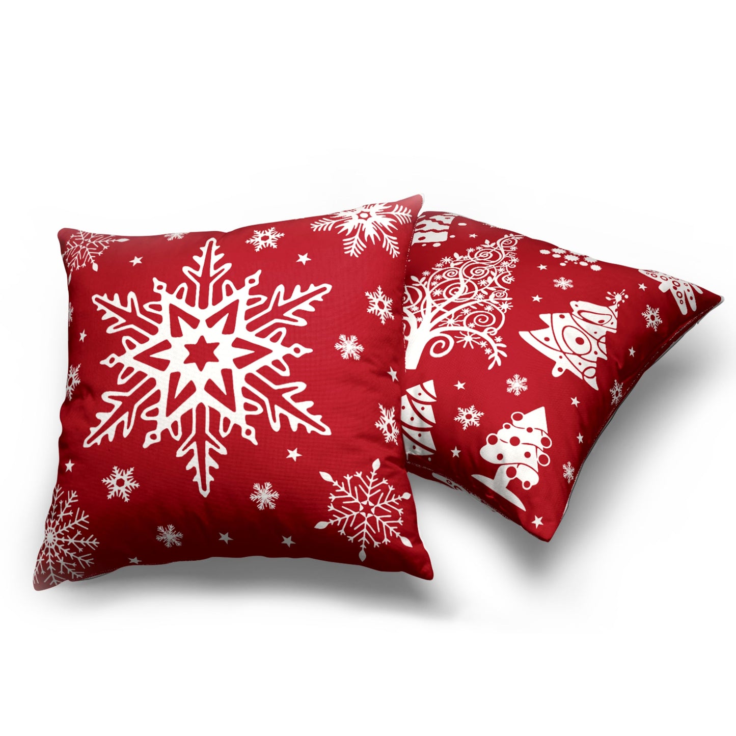 Kwlegh Red Christmas Pillow Covers 18x18 Winter Xmas Tree with Snowflakes Decorative Pillow Covers Set of 2 Holiday Cushion Case for Christmas Decorations Living Room Outdoor