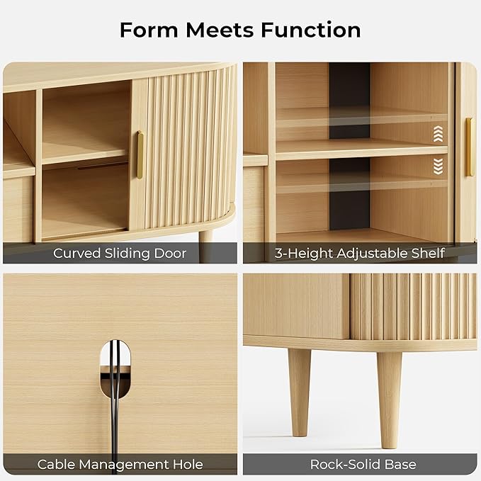 IRONCK Modern Fluted TV Stand for TVs Up to 80 inches, TV Console