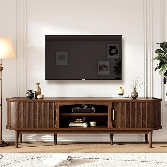 Decofy Mid Century TV Stand for TVs up to 90 Inches, Entertainment Center