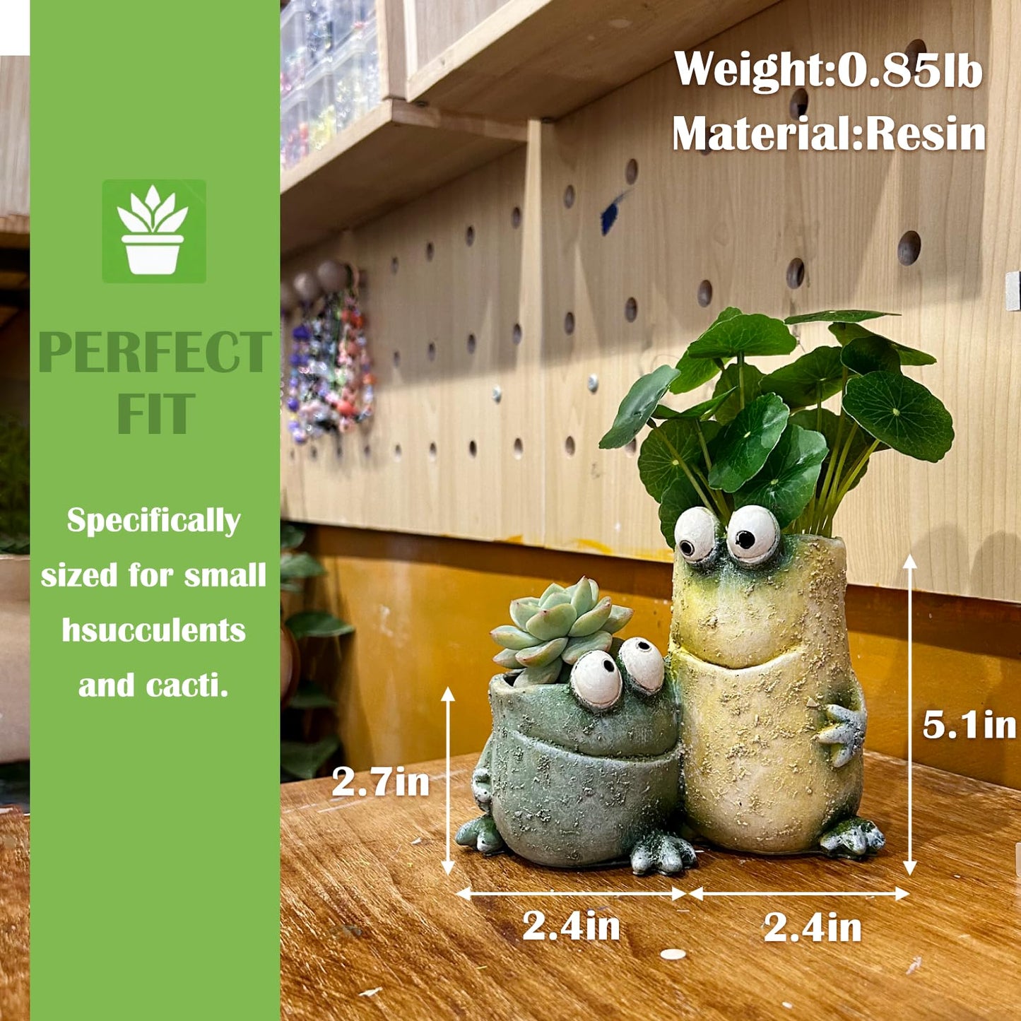 Cute Frog Planters,Funny Plant Pots with Dual Pots, Resin Funny Succulent Pots & Fun Planters for Indoor Windowsill Desk Office Decor, Gift for Plant Lovers