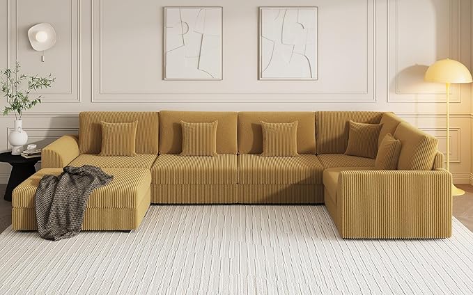 146" Modular Sectional Sofa, Oversized U Shaped Couch, Convertible Sleeper Sofa