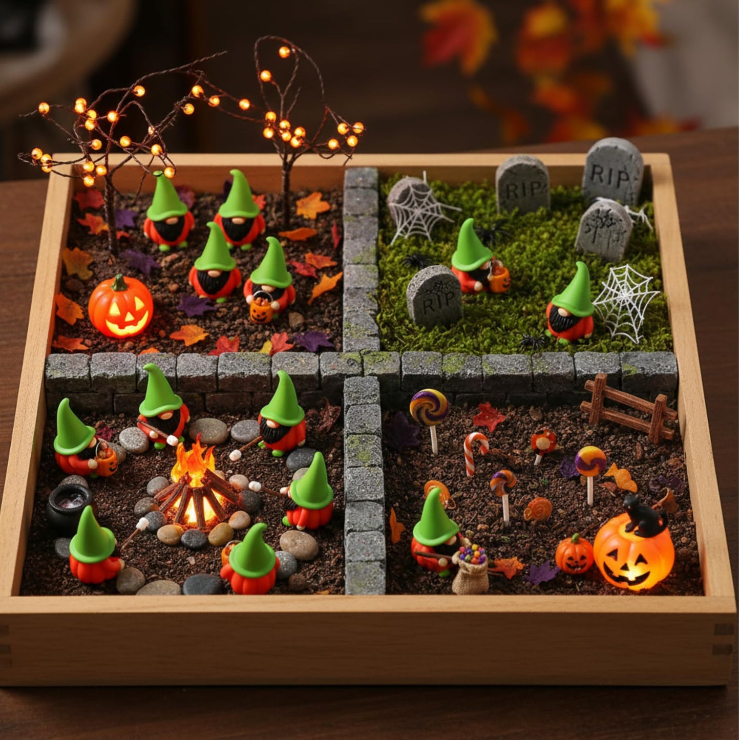 Roowest 60 Pcs 60 Pcs Mini Christmas Gnomes Figurines Decorations Miniature Resin Gnomes Tiny Santa Deer Gingerbread Man Dwarf Figurine to Hide Ornaments for Village Table Decor (Pumpkin)