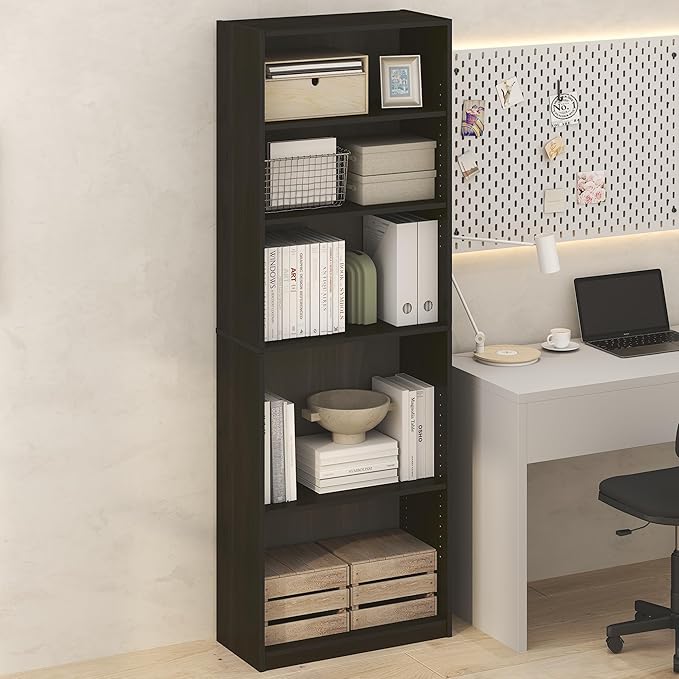 Furinno Jaya Simply Book Shelf, 5-Tier Bookshelf, Bookcase