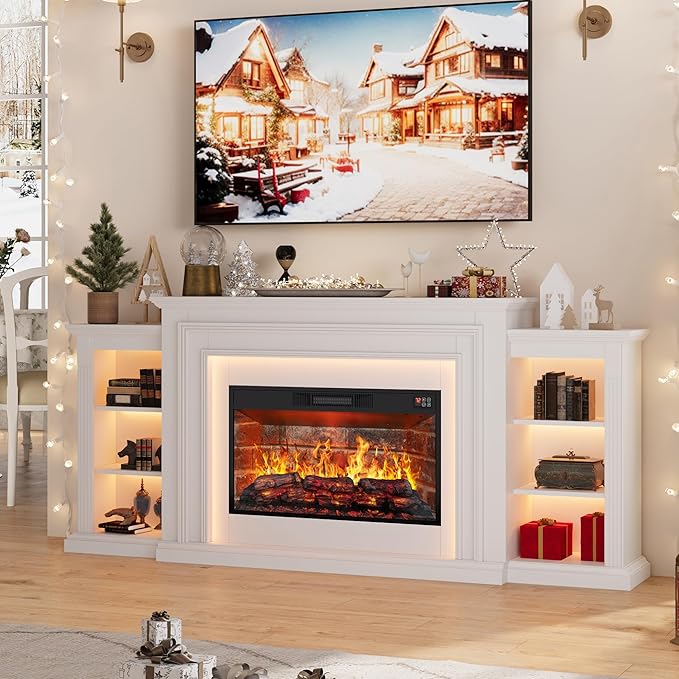 80" LED Lights Electric Fireplace