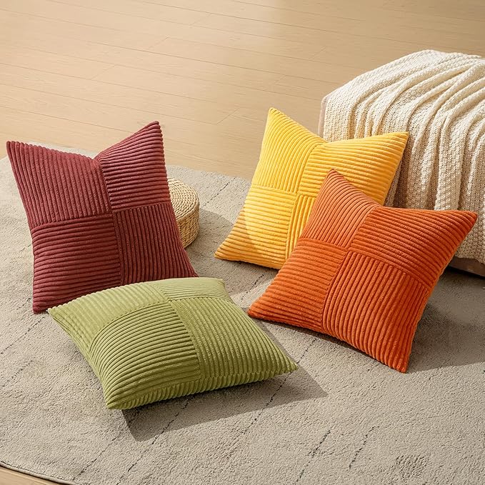 MIULEE Yellow Orange Rust Throw Pillow Covers 20x20 Inch 4 Packs Boho Farmhouse