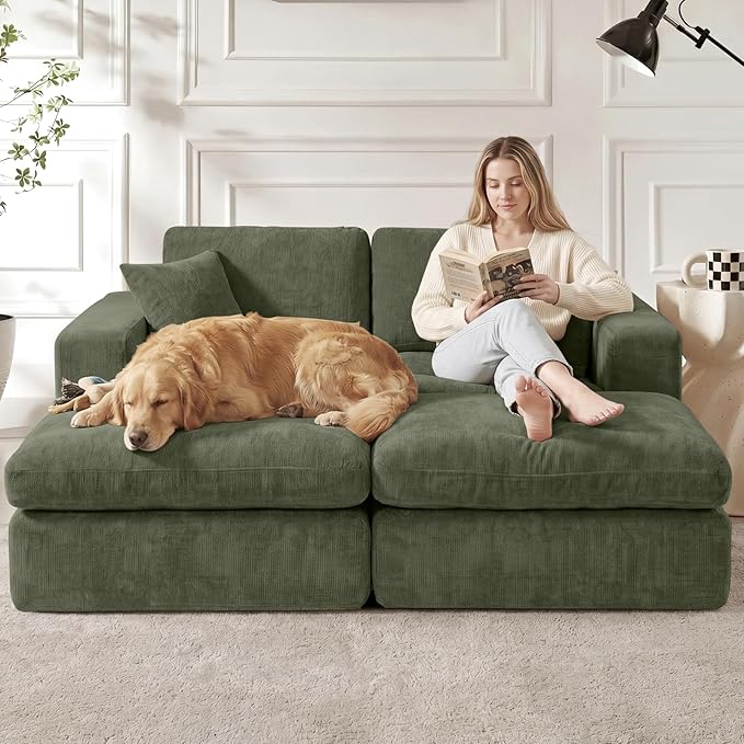80.7" Oversized Double Chaise Lounge Chair Indoor, Cloud Boneless Sleeper Sofa