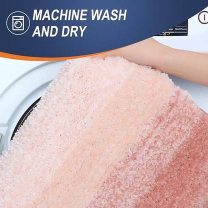 OLANLY Large Bathroom Rugs Mat 44x32, Extra Soft Absorbent Microfiber Bath Rugs, Rubber Backing, Quick Dry, Machine Washable Bath Mats for Bathroom Floor, Tub and Shower, Home Decor Accessories, Peach