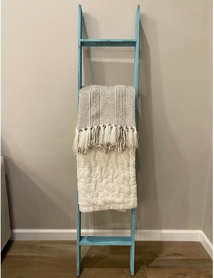 BarnwoodUSA Reclaimed Wood Bookcase Ladder (5 Foot, Turquoise)