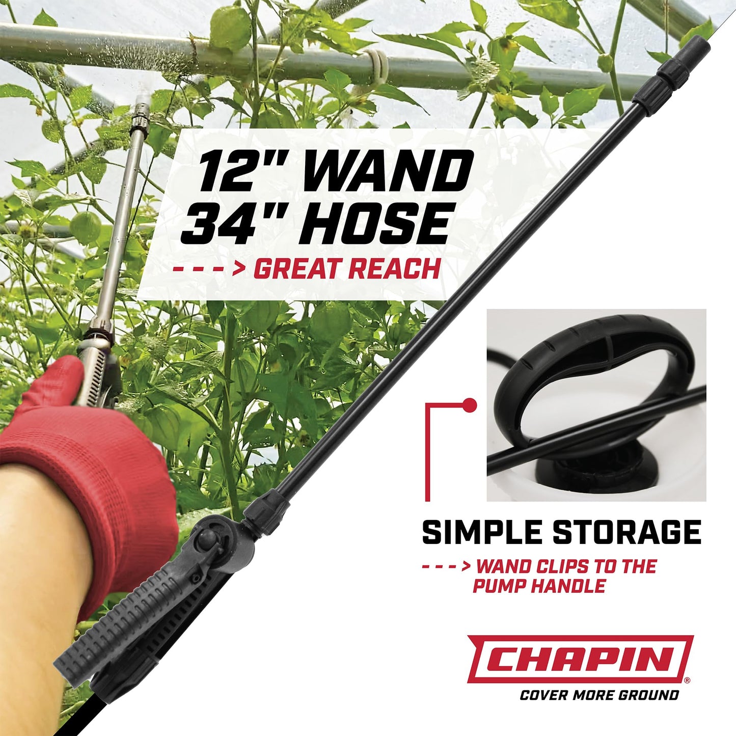 Chapin 20006 Pump Sprayer, 3‑Gallon, Lawn & Garden, Translucent Poly Tank, Funnel‑Top, SureSpray, Adjustable Cone Nozzle & 34" Hose for Fertilizer, Weed & Pest Application