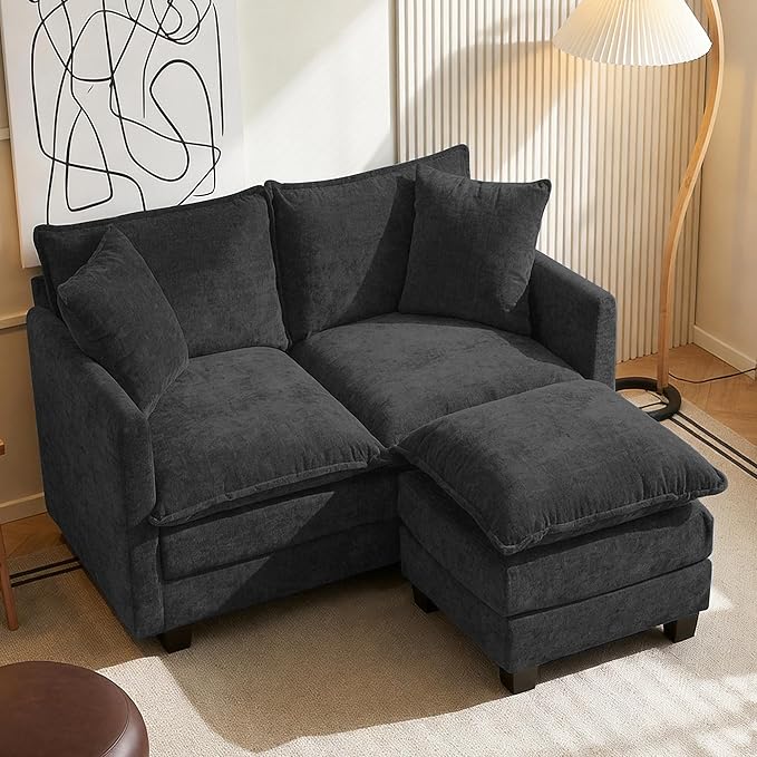 52'' Loveseat Sofa with Ottoman, Modern Cloud Sofa Couch with 27" Deep Seat