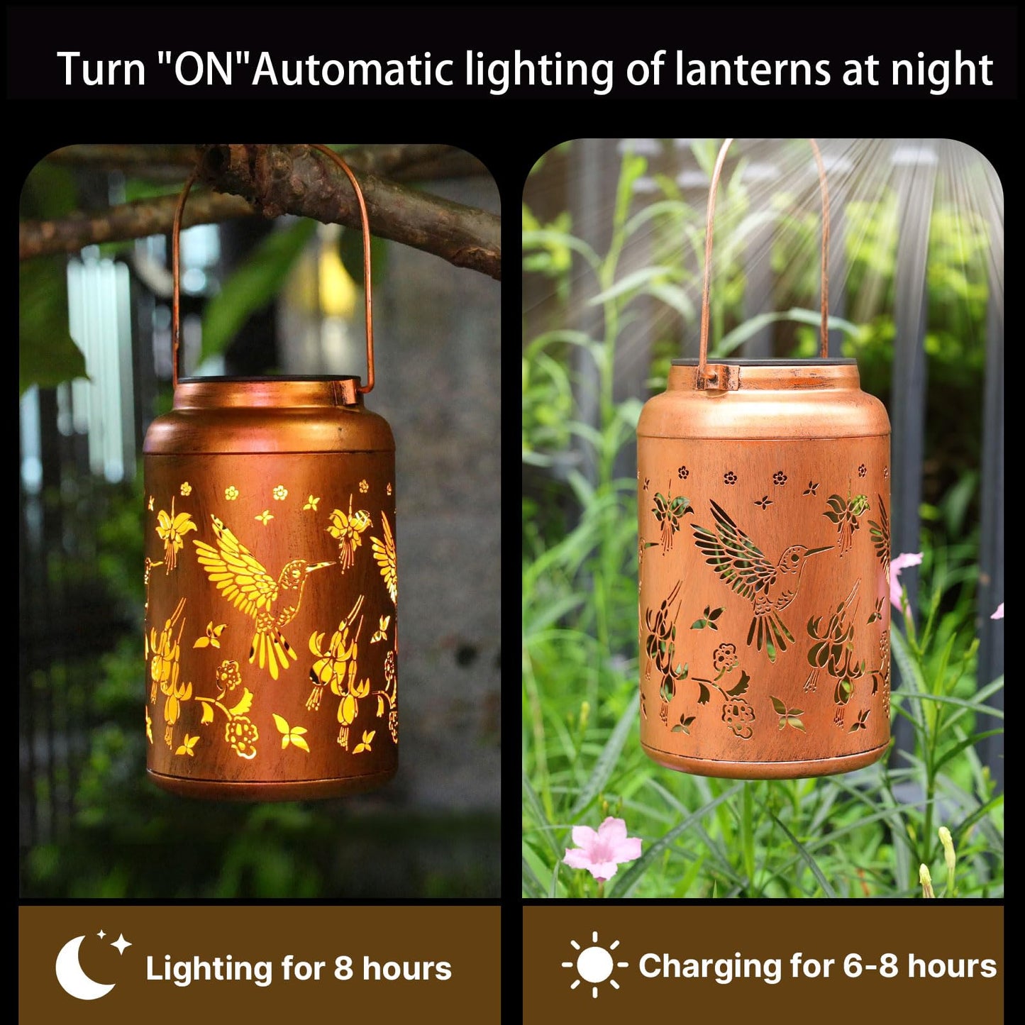 Fathers Day Gift Dad Hummingbird Solar Lanterns Outdoor Waterproof Hanging,Solar Lights Metal Summer Decor Garden,Patio,Yard,Lawn,Backyard,Front,Porch Gifts Women Mom Grandma Men