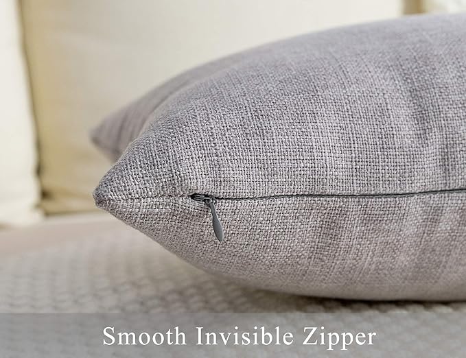 Stellhome Linen Throw Pillow Covers 20 x 20 inch Square Farmhouse Burlap