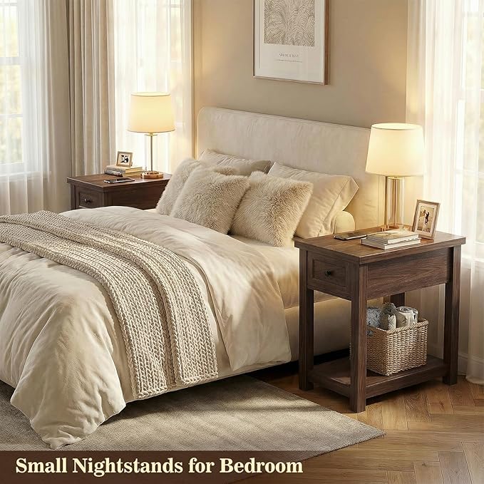 Narrow End Table Set of 2 with Charging Station