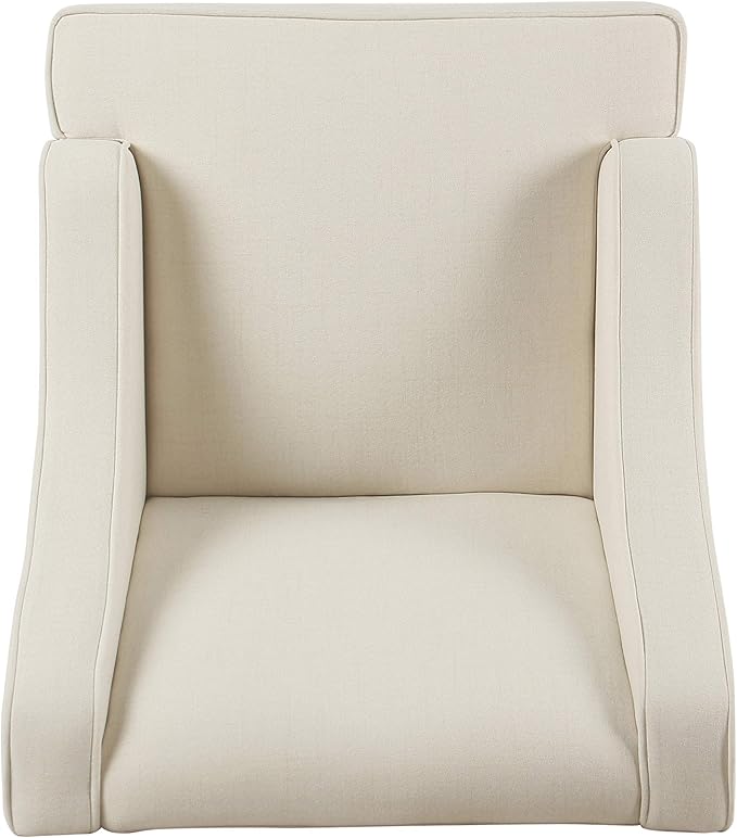 Homepop Upholstered Classic Swoop Arm Accent Chair Home Décor, Warm Ivory