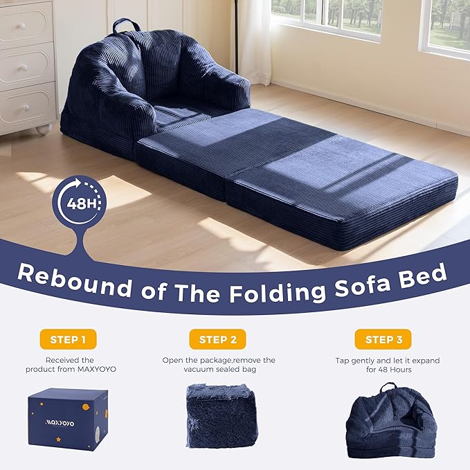 MAXYOYO Folding Sofa Bed with Backrest, Boneless Fold Out Couch Bed with Handle