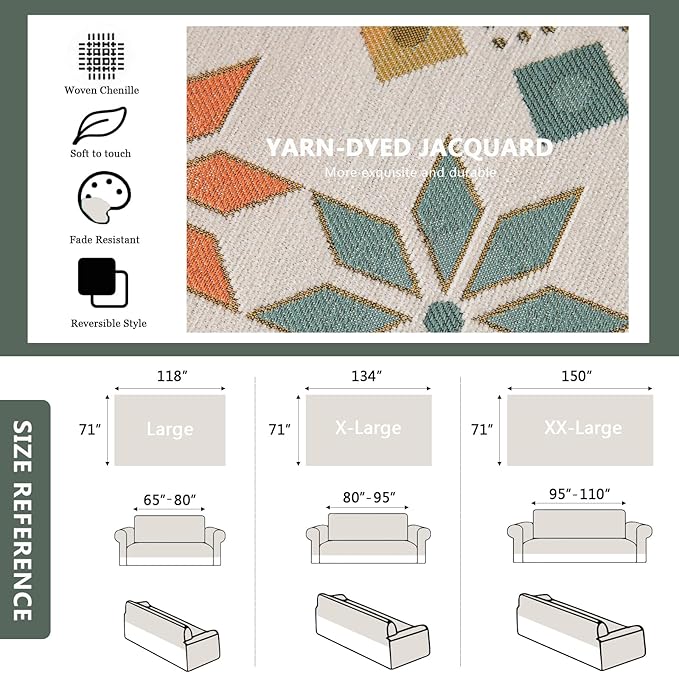 DREAMINGO Couch Cover Boho Washable Sofa Covers