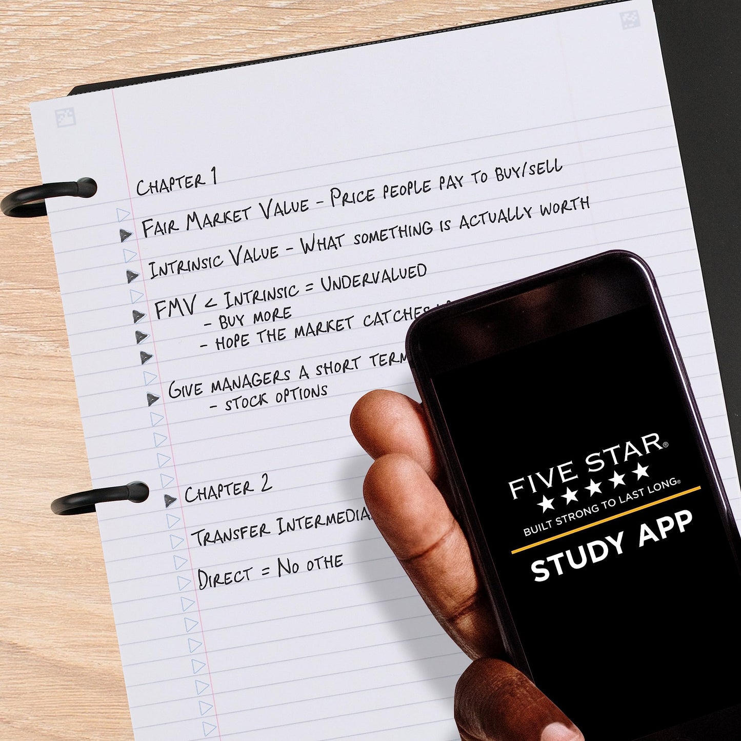 Five Star Flex Refillable Notebook + Study App, College Ruled Paper and 1 Inch TechLock Ring Binder with Customizable Cover, Pockets, Tabs and Dividers, 200 Sheet Capacity, Black (29326AA2)