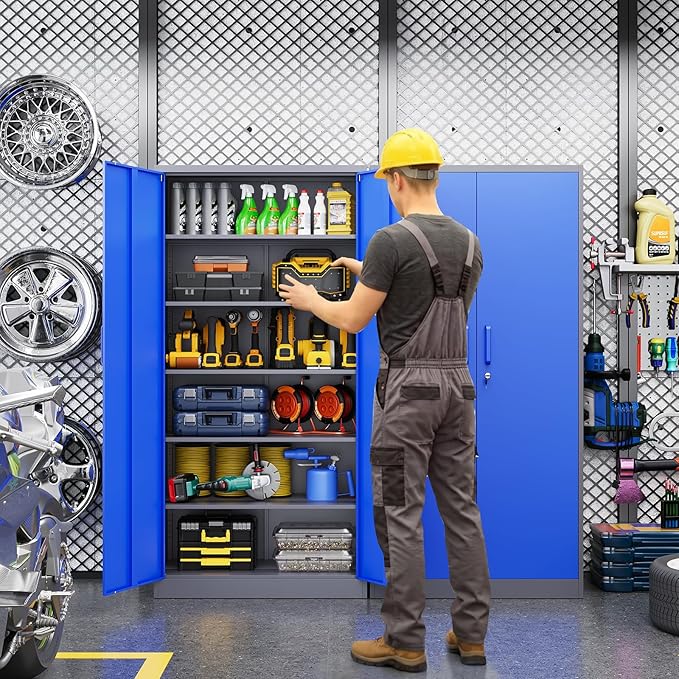 Metal Garage Storage Cabinet, Lockable Metal Cabinet