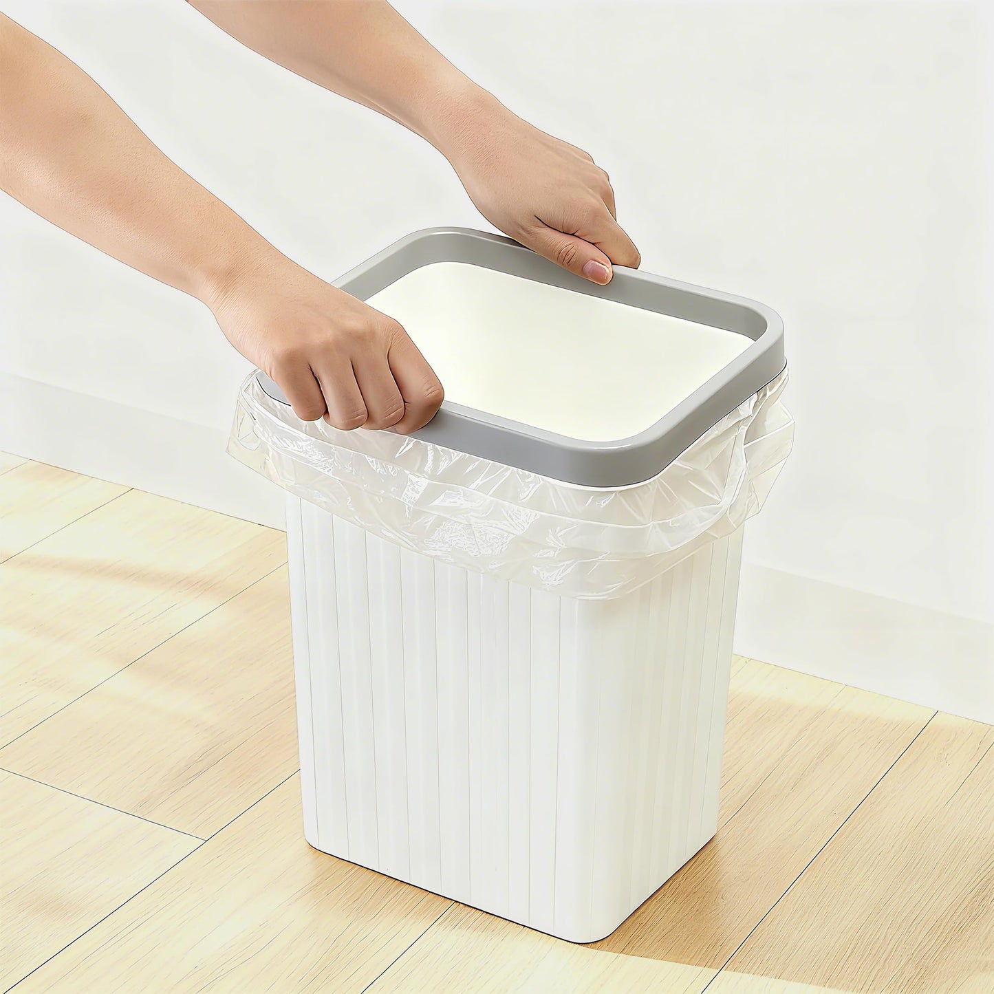 Soddeph 3.2 Gallon Plastic Small Trash Can,Rectangular Wastebasket, Waste Basket,Garbage Container for Bathroom, Kitchen, Bedroom, Office, Home, Dorm Room (1, White)