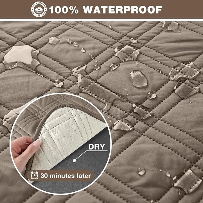 TAOCOCO 100% Waterproof Recliner Sofa Covers, Non Slip Split Couch Covers