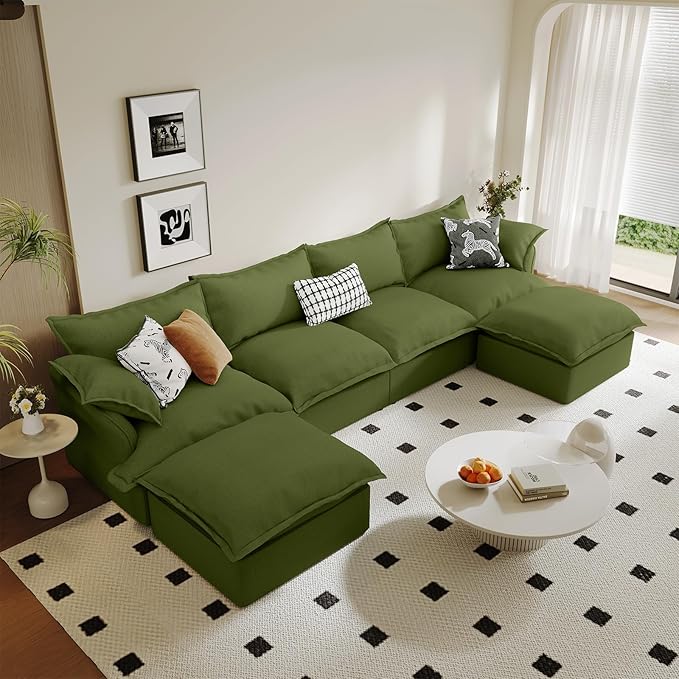 6 Seat U Shape Modular Sectional Couch Sofa