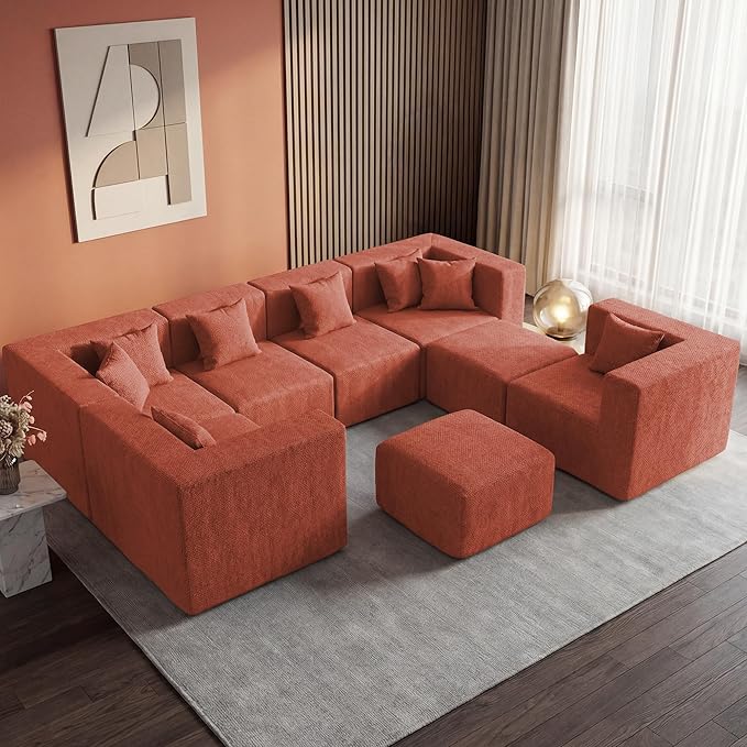 MONVANE Modular Sectional Sofa, Oversized 8 Seat Convertible U Shaped Couch