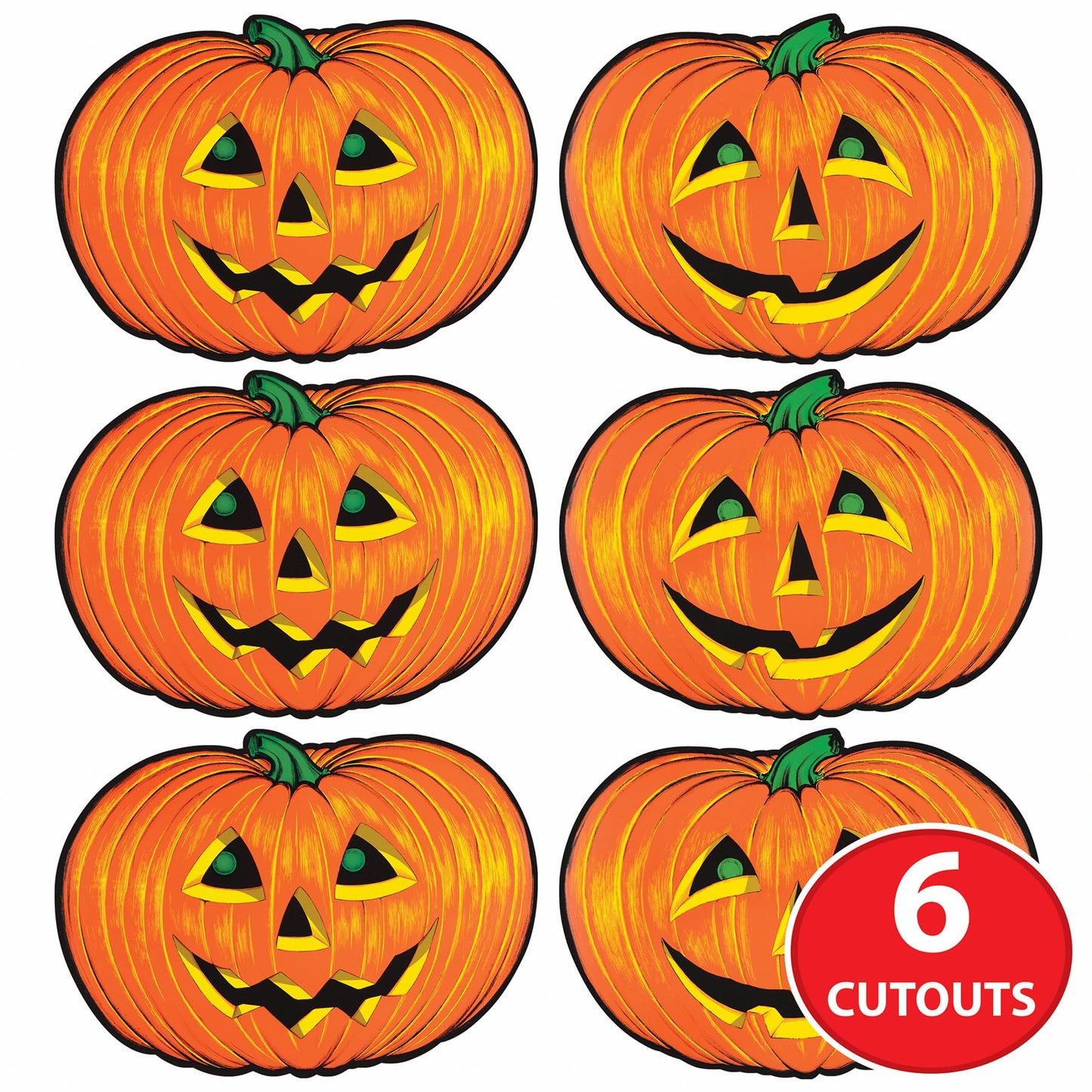 Beistle 6 Piece Paper Jack-O-Lantern Cut Outs, Halloween Party Decorations, Fall Décor, Made In USA Since 1900