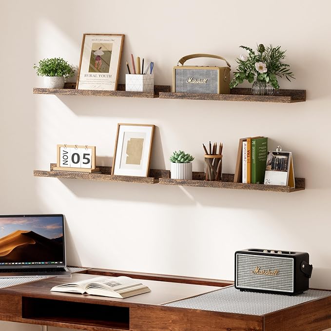 upsimples Floating Shelves for Wall, 23.6 Inch Shelves for Decor Storage Set of