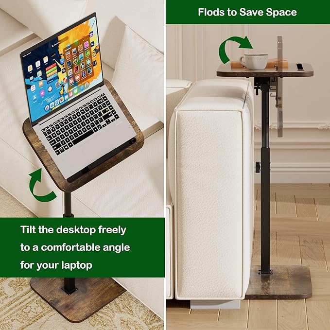 360° Swivel Sofa Side Table for Couch