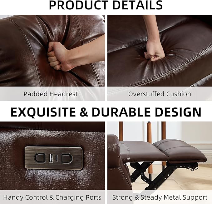 EBELLO 2 Piece Power Faux Leather Recliner Sofa Set, Reclining Living Room