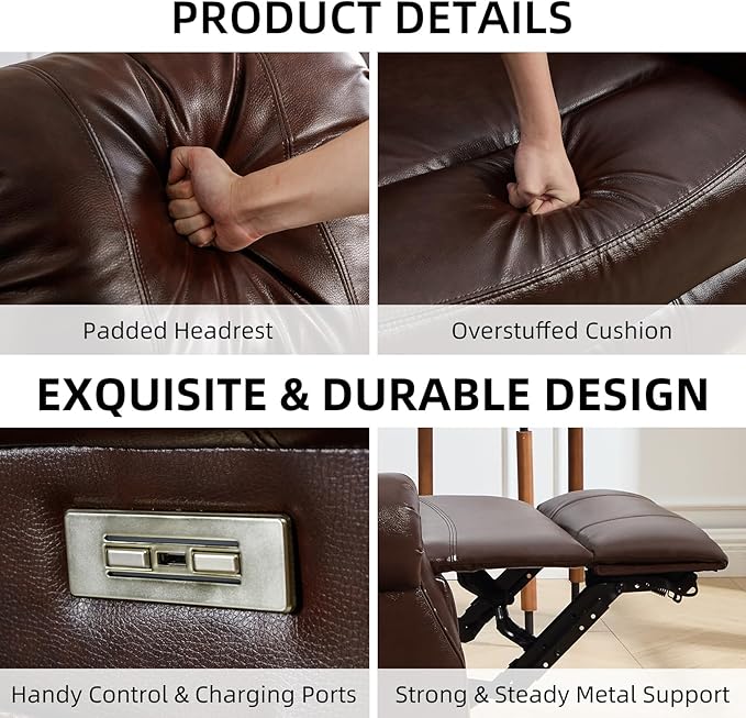 EBELLO Faux Leather Power Living Room Furniture Set, Included 2 Reclining 1