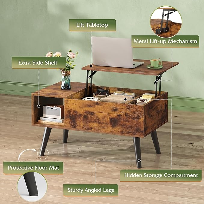 WLIVE Coffee Table for Living Room, Small Coffee Table