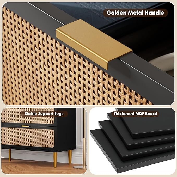 GarveeHome Rattan 7 Drawer Dressers
