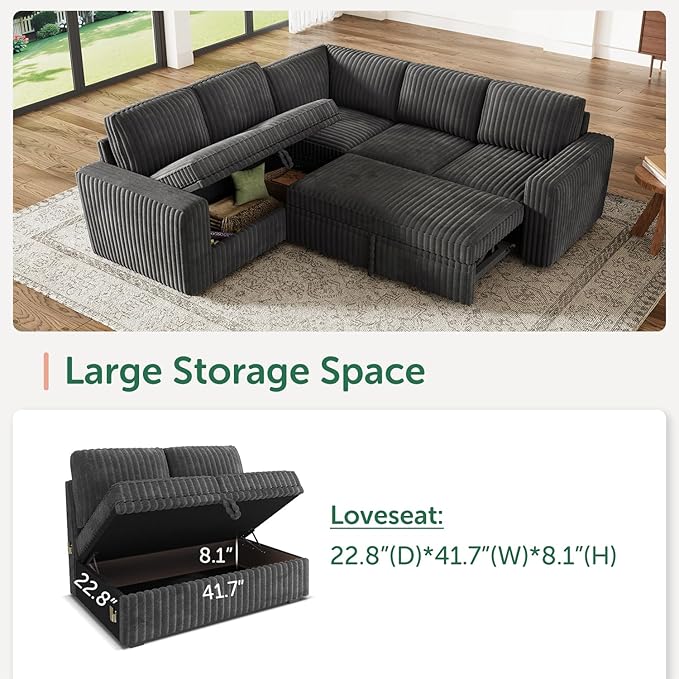 HONBAY Modular Sectional Sleeper Sofa