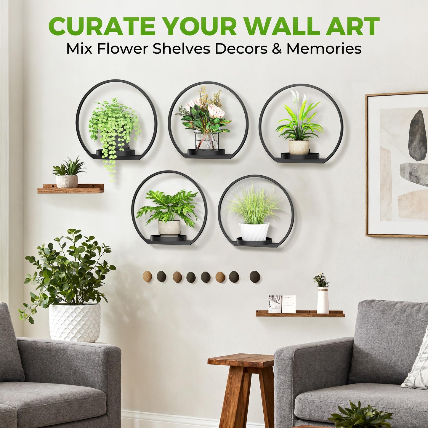 DEMEGA Wall Planters for Indoor Plants,Plant Frames Wall Decor Living Room Plant Stand Hanging Wall Plants Holder to Hold Large Pots Wall Plant Hanger Window Plant Shelves for Outdoor Entryway