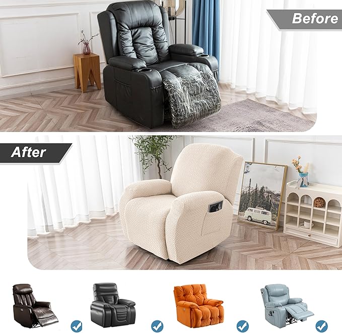 Genina Recliner Chair Cover, Stretch Reclining Chair Covers, Recliner Sofa