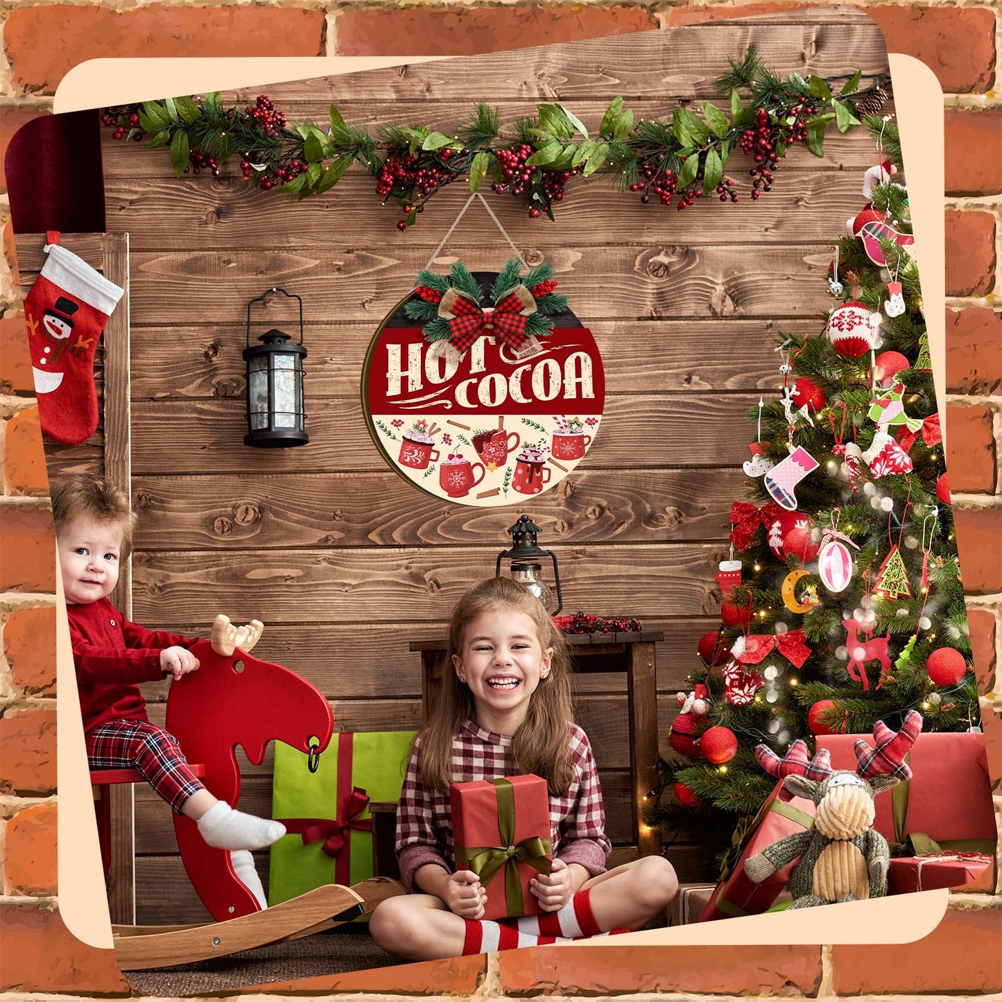 Vicenpal 22 Pcs Interchangeable Welcome Sign for Front Door with 17 Magnetic Icon Wooden Seasonal Front Porch Door Decor with 4 Seasonal Wreath for Holiday Halloween Christmas Gift(Black,Stylish)
