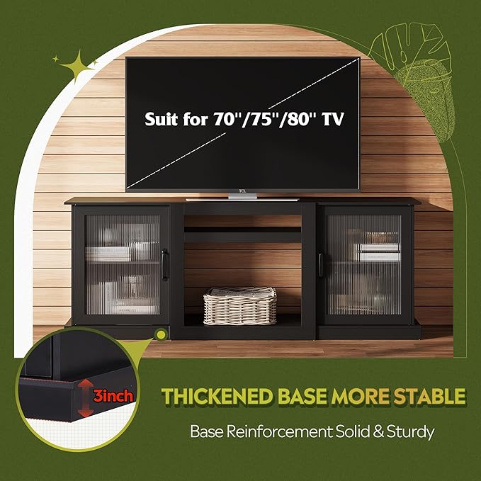 WLIVE Farmhouse TV Stand for 75 inch TV, Entertainment Center